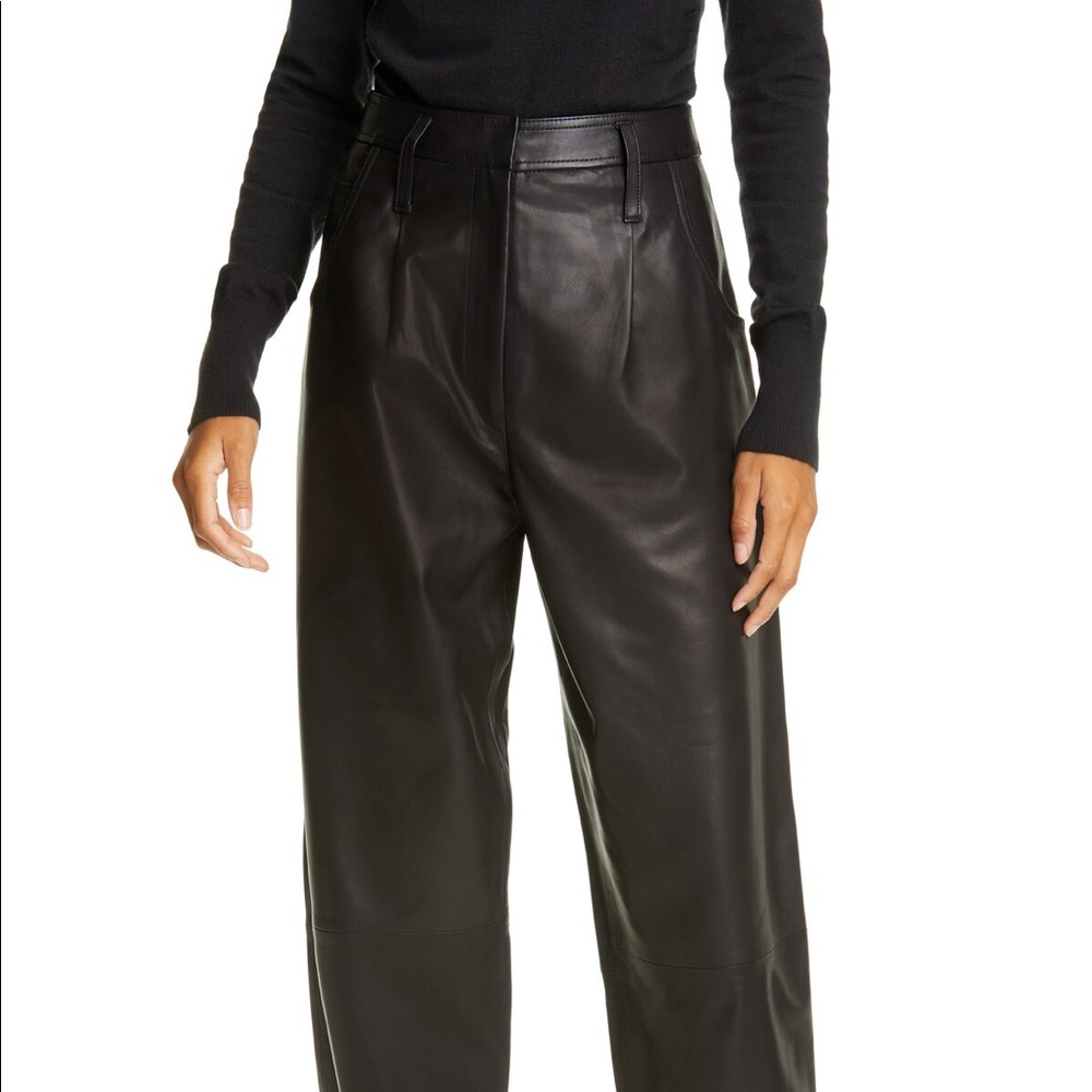Frame Leather Barrel Leg Pants Size L - Picture 2 of 9